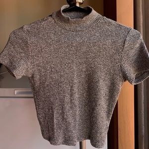 Mock Neck Tee with Back Cutout